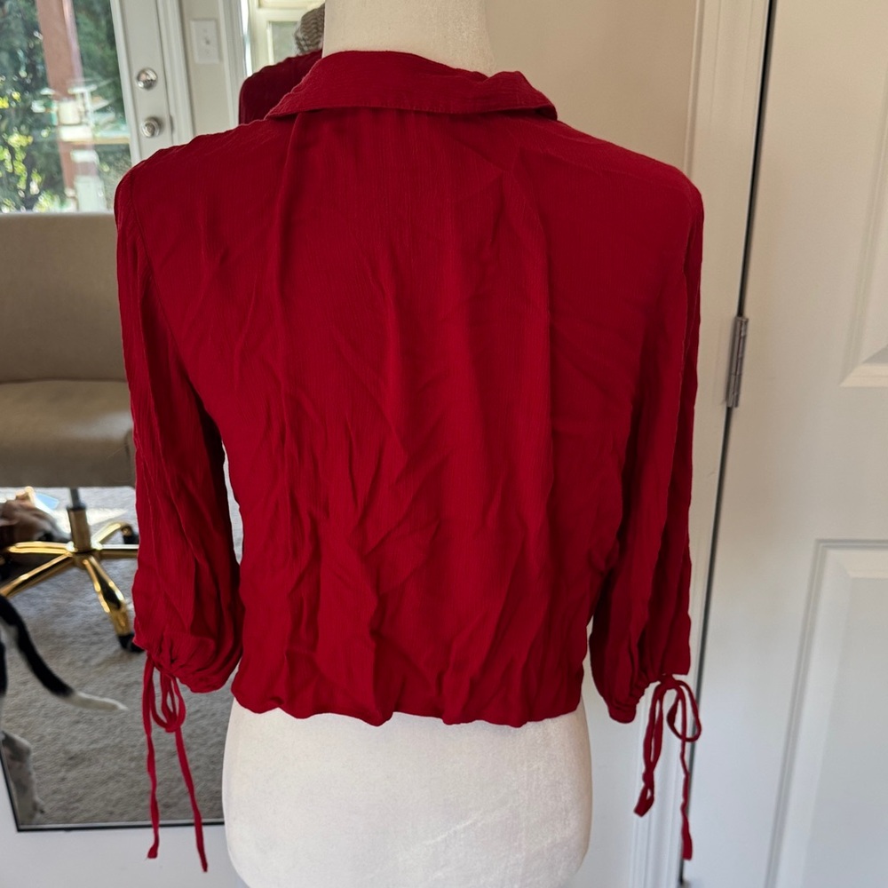 Red Floral Embroidered Blouse - Picture 3 of 5